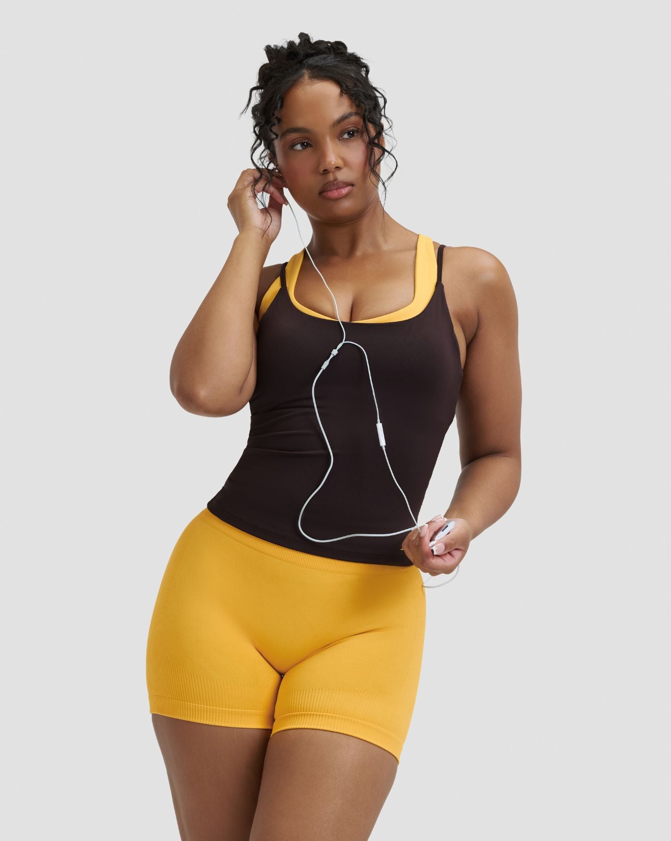 Elevate™ Sculpting Mid Waist Scrunch Shorter Shorts | Banana