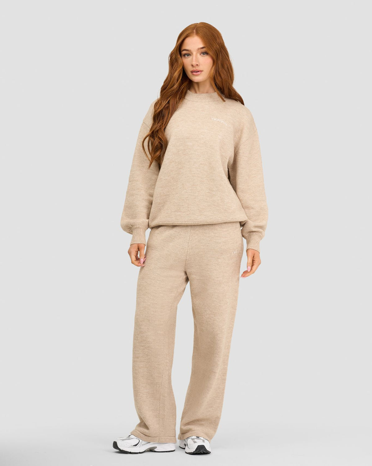 Essential Knitted Wide Leg Trouser | Oat