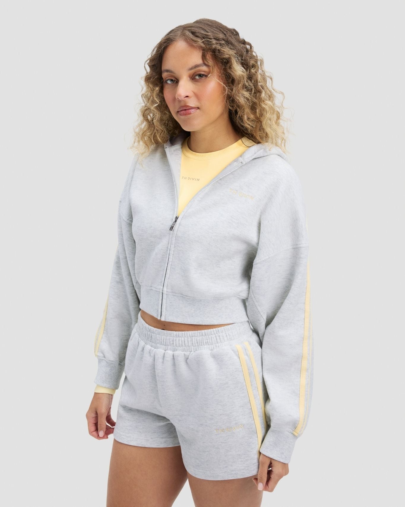 Jersey Stripe Zip Up Jacket | Classic Marl Athleisure | Thrivin
