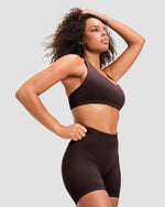 Elevate™ Sculpting Mid Waist Scrunch Shorter Shorts | Coffee