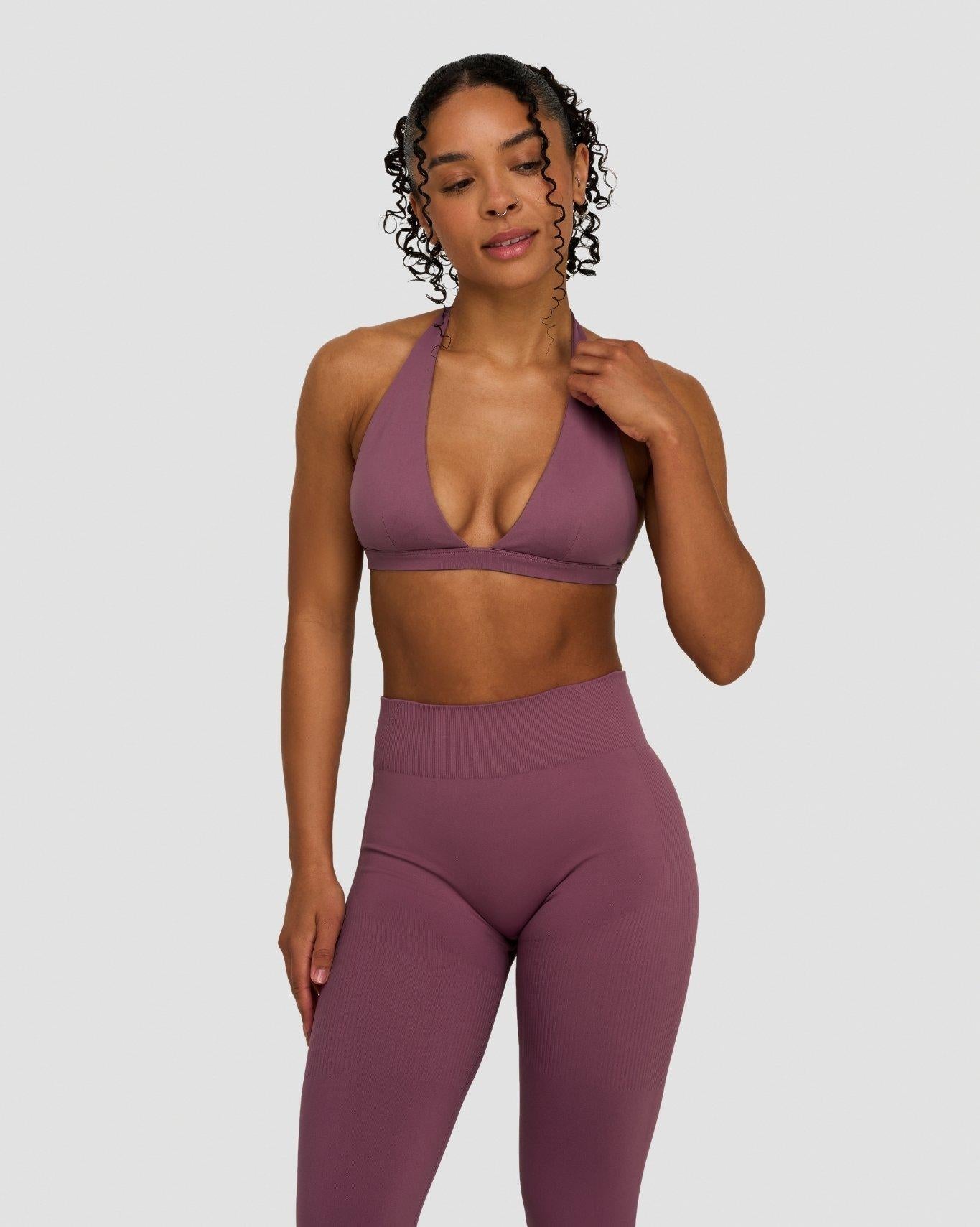 Elevate™ Sculpting Seamless V-Neck Halter Bra | Orchid Mauve