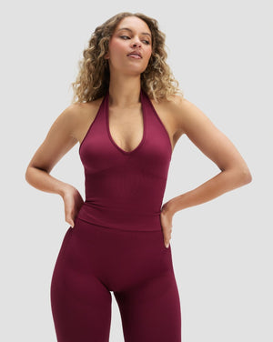 Elevate™ Sculpting Seamless Halterneck Top | Cherry Berry