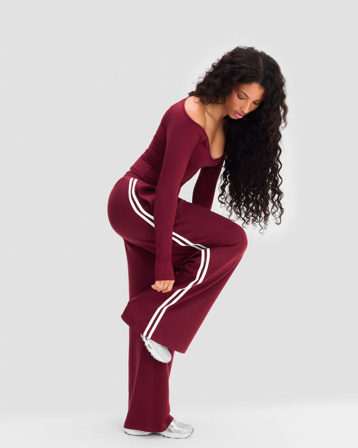Wide Leg Striped Joggers | Fine Wine