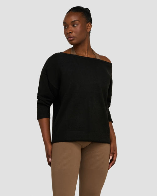 The Essential Collection Off The Shoulder Wool Blend Sweater | Night Black