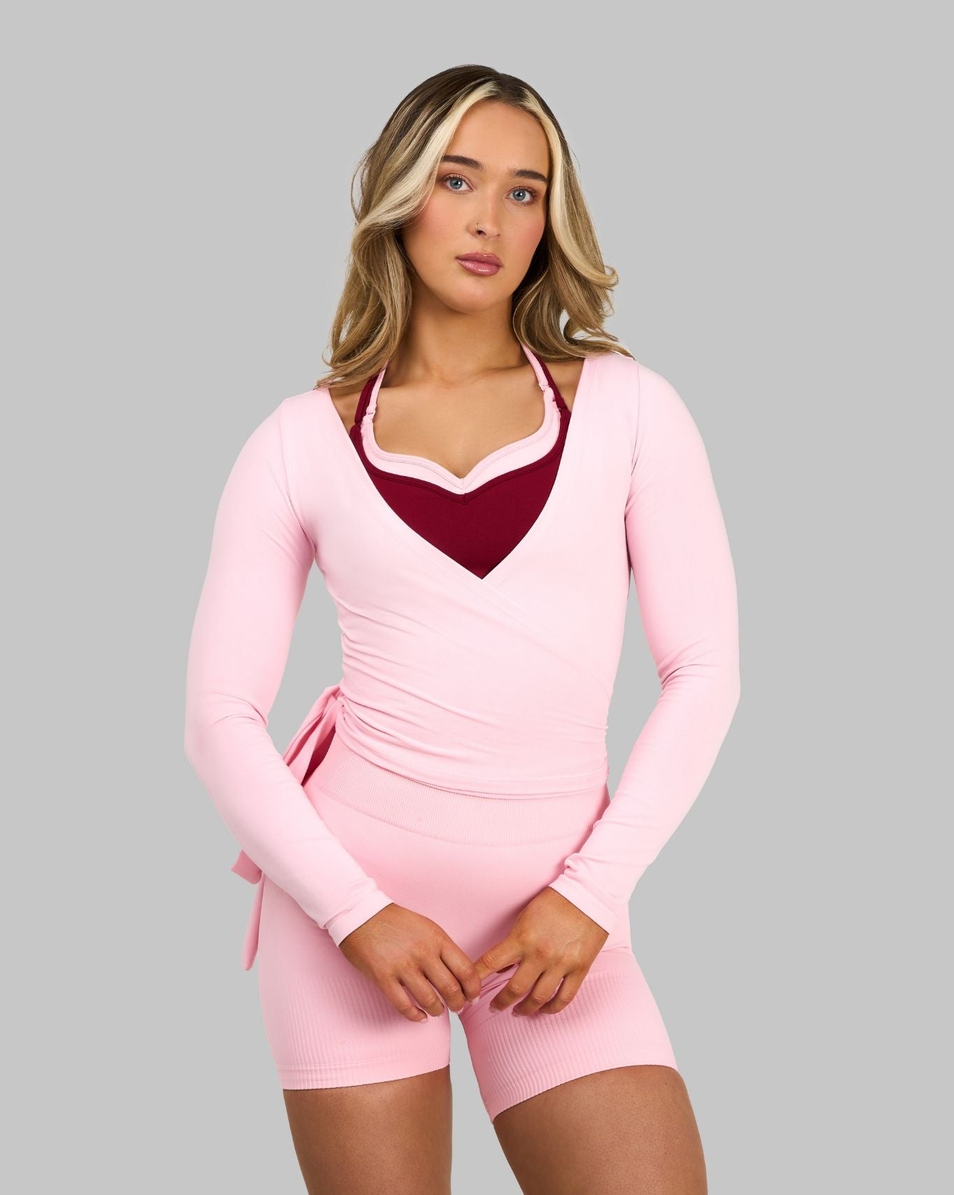 The Essential Collection Wrap Top | Cotton Pink