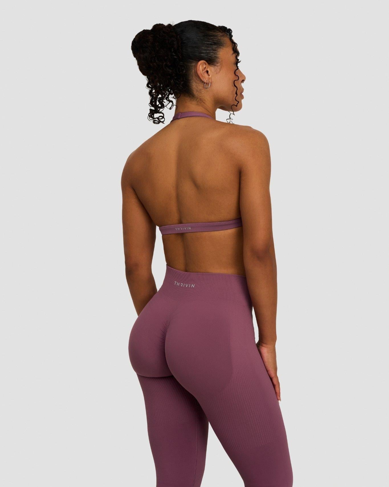 Elevate™ Sculpting Seamless V-Neck Halter Bra | Orchid Mauve
