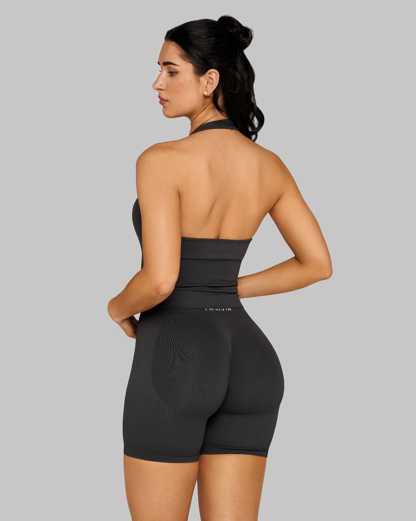 Elevate™ Sculpting Mid Waist Scrunch Shorts | Charcoal Grey