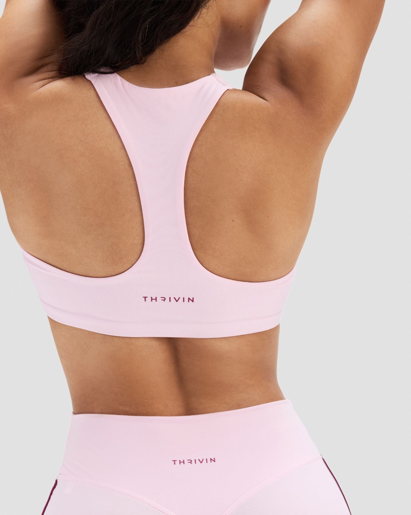 Essence Stripe Racer Back Sports Bra | Cherry Blossom