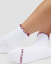 THRIVIN Frill Ruffle Socks | Cherry Berry