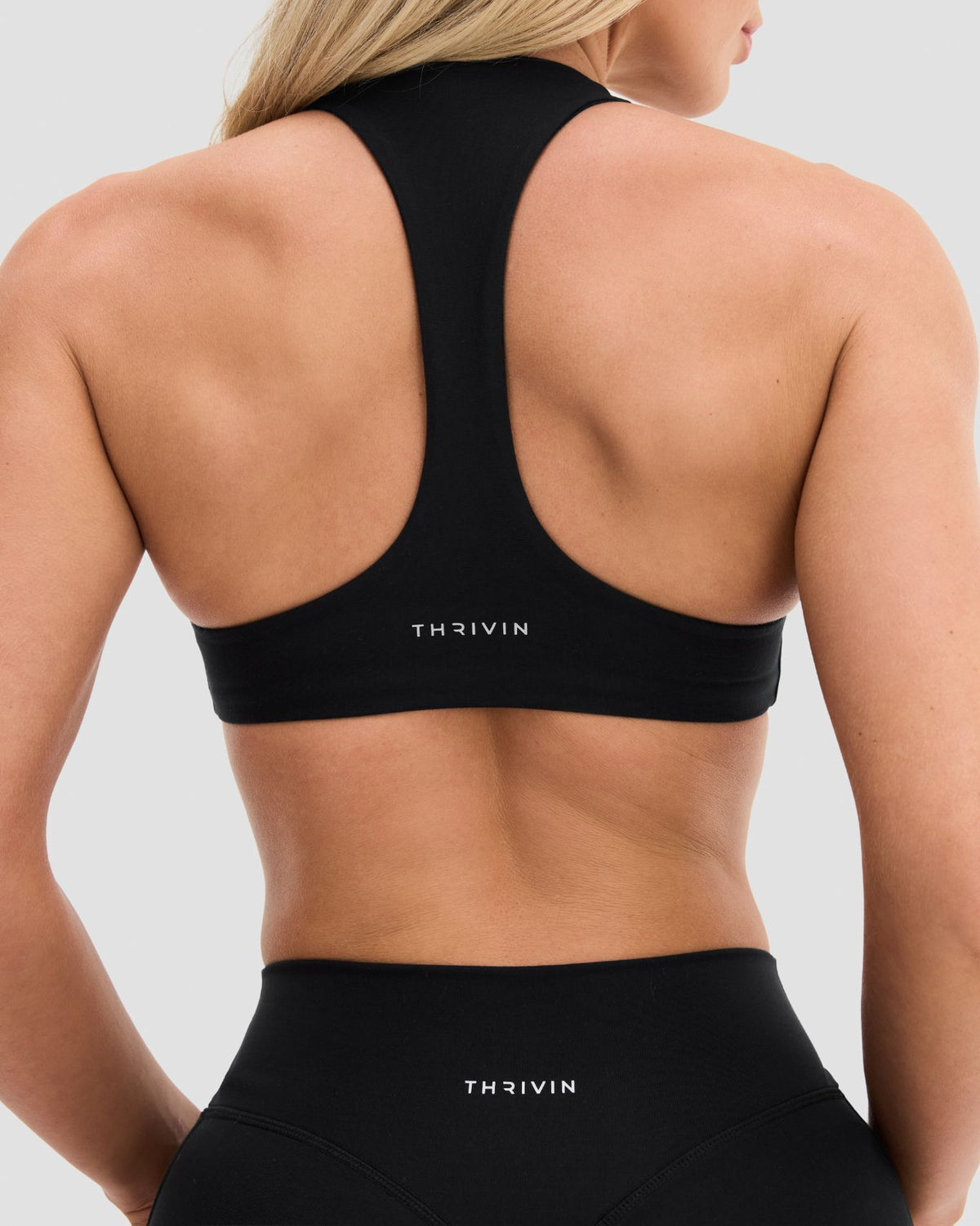 Essence Stripe Racer Back Sports Bra | Night Black