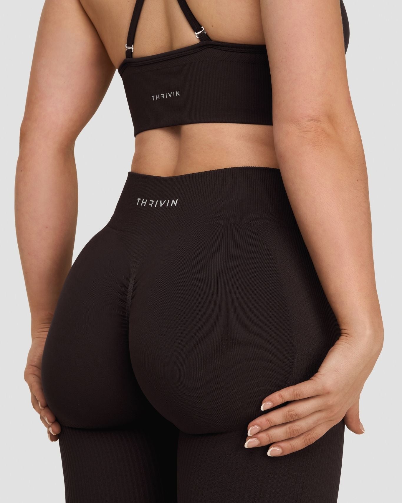 Sculpting Mid Waist Scrunch Bum Leggings - Coffee | Thrivin