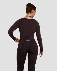 The Essential Collection Wrap Top | Coffee