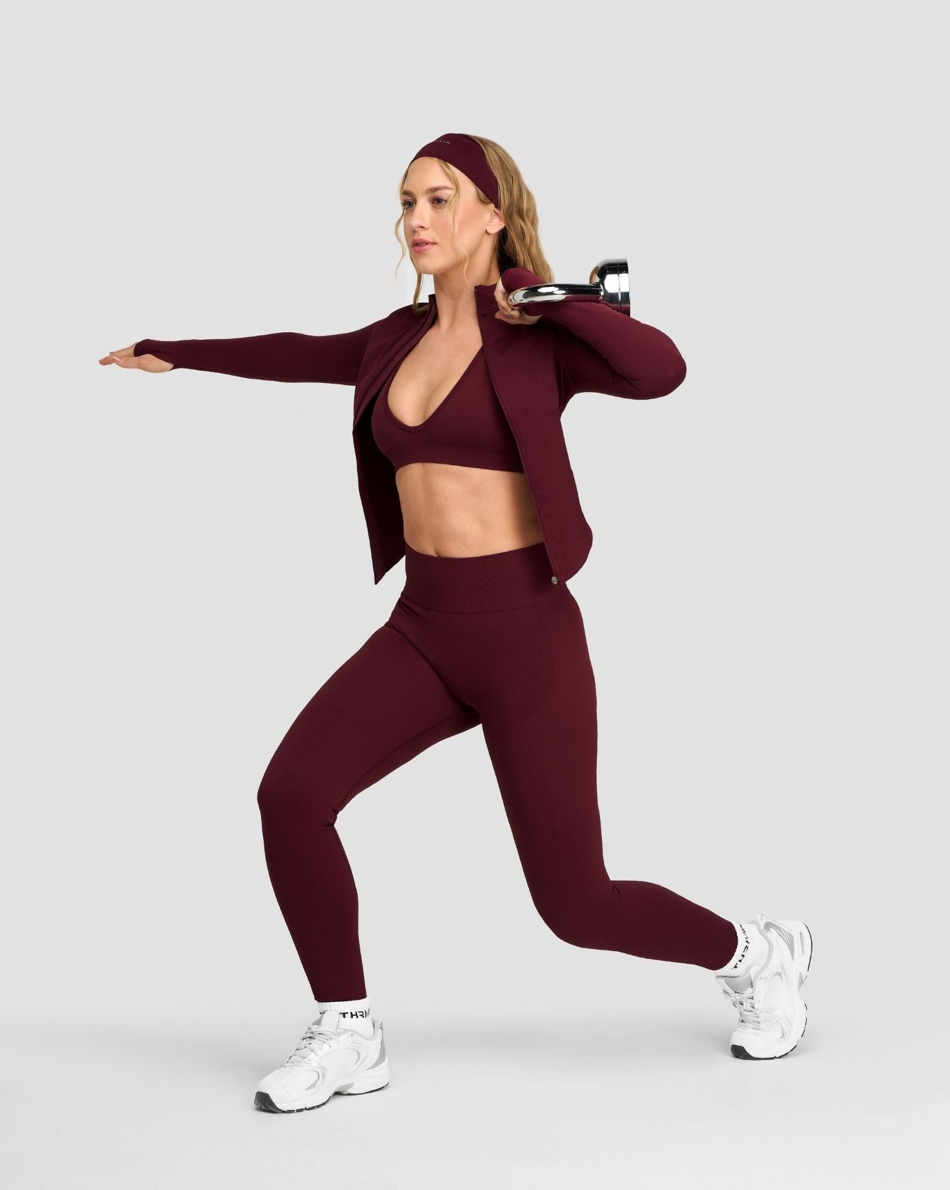 Sculpting Seamless Shapewear Gym Jacket - Merlot | Thrivin