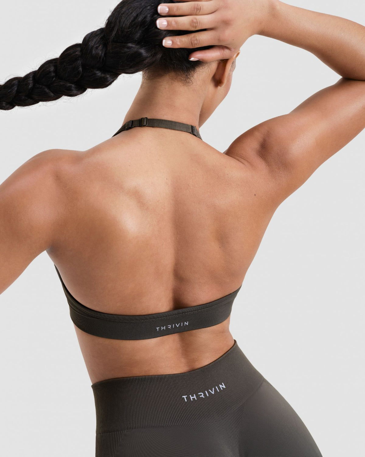 Elevate™ Sculpting Seamless Adjustable Halter Bra | Olive Green