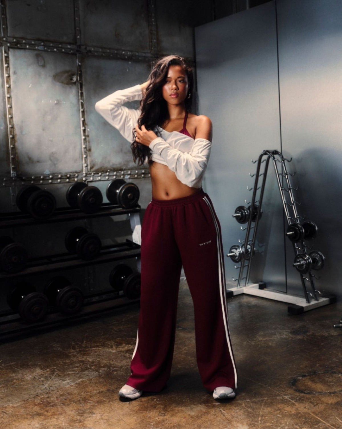Pantalones Jogger de Pierna Ancha a Rayas | Vino Fino