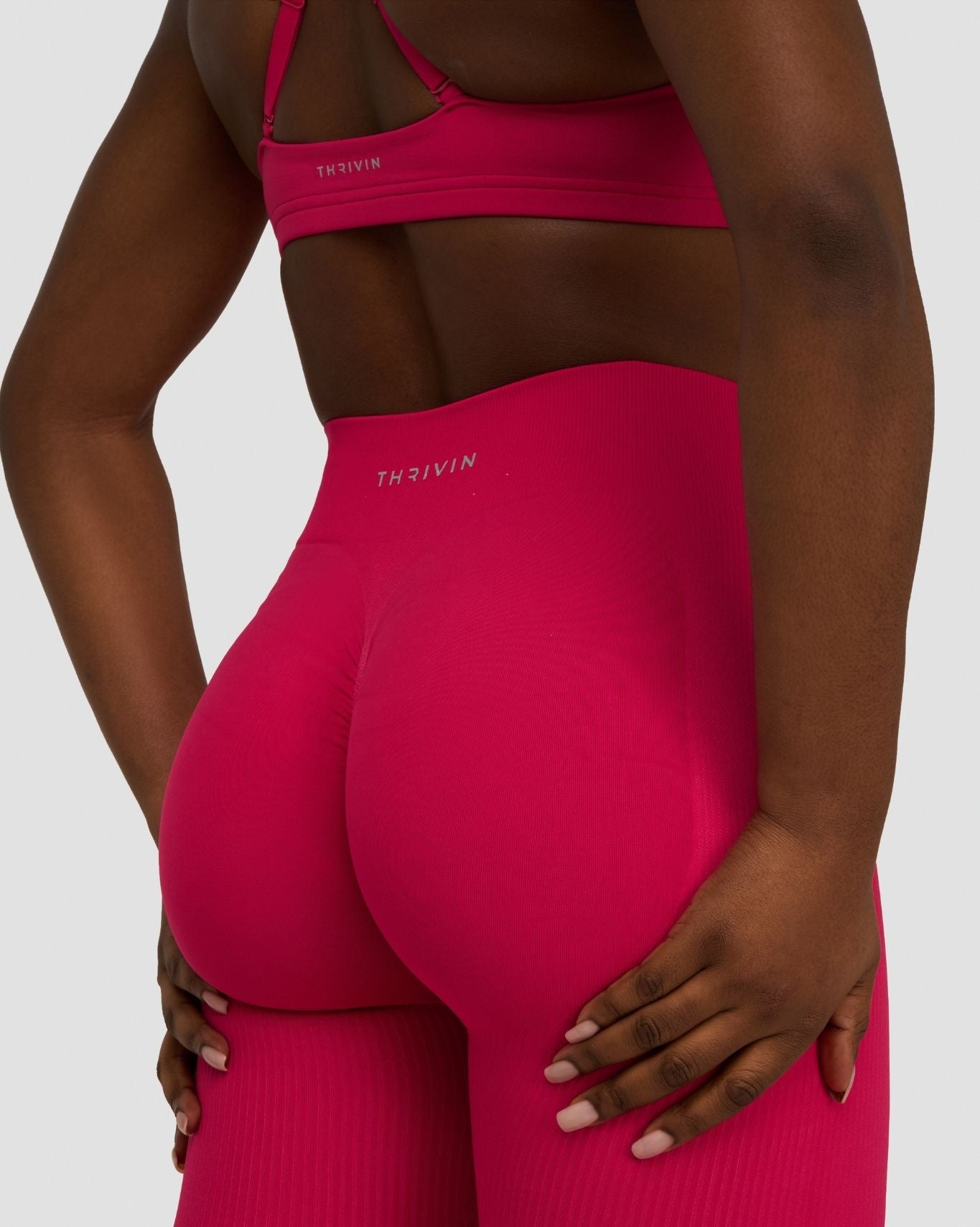Sculpting Mid Waist Scrunch Bum Leggings - Strawberry | Thrivin