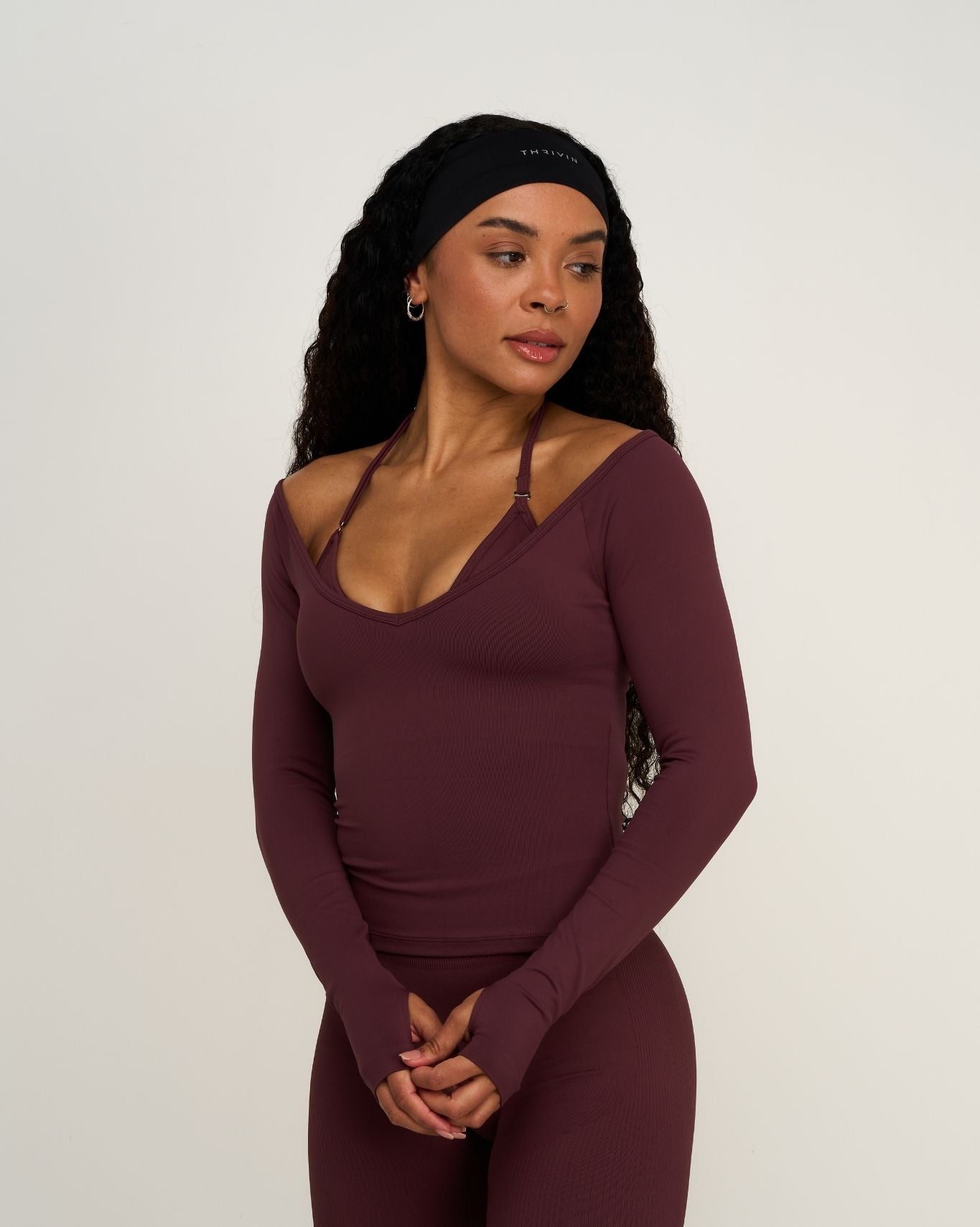 Elevate™ Sculpting Seamless V-Neck Top | Dark Mauve