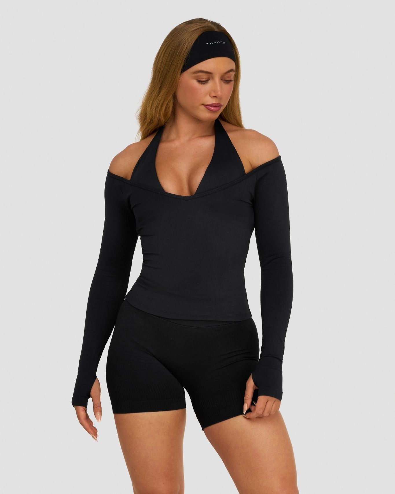 Elevate™ Sculpting Seamless V-Neck Top | Night Black