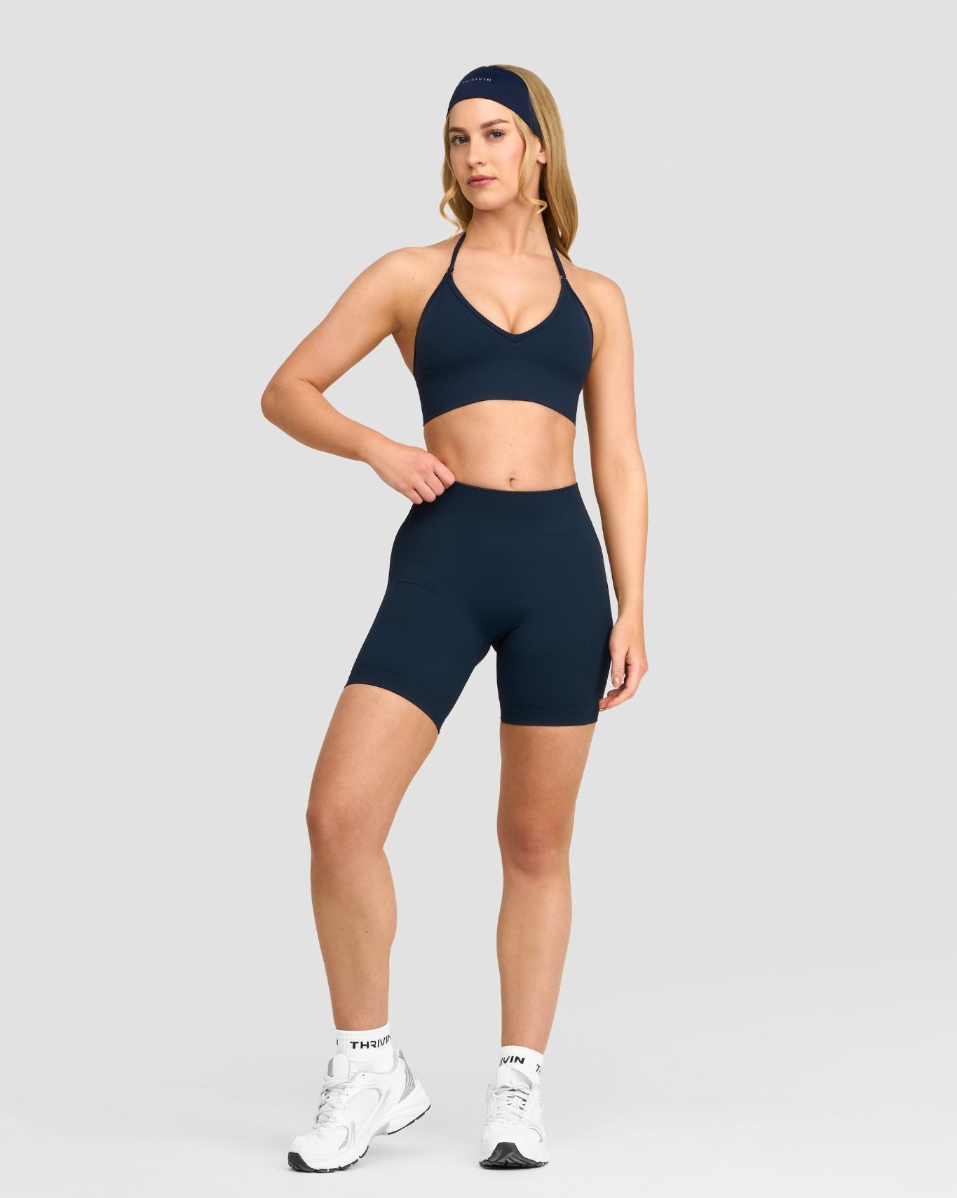 Sculpting Mid Waist Scrunch Bum Shorts - Midnight Navy | Thrivin