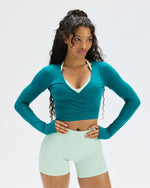 The Essential Collection Sheer Crop Wrap | Harbor Blue