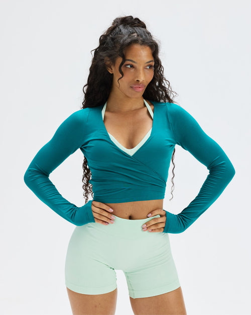 The Essential Collection Sheer Crop Wrap | Harbor Blue