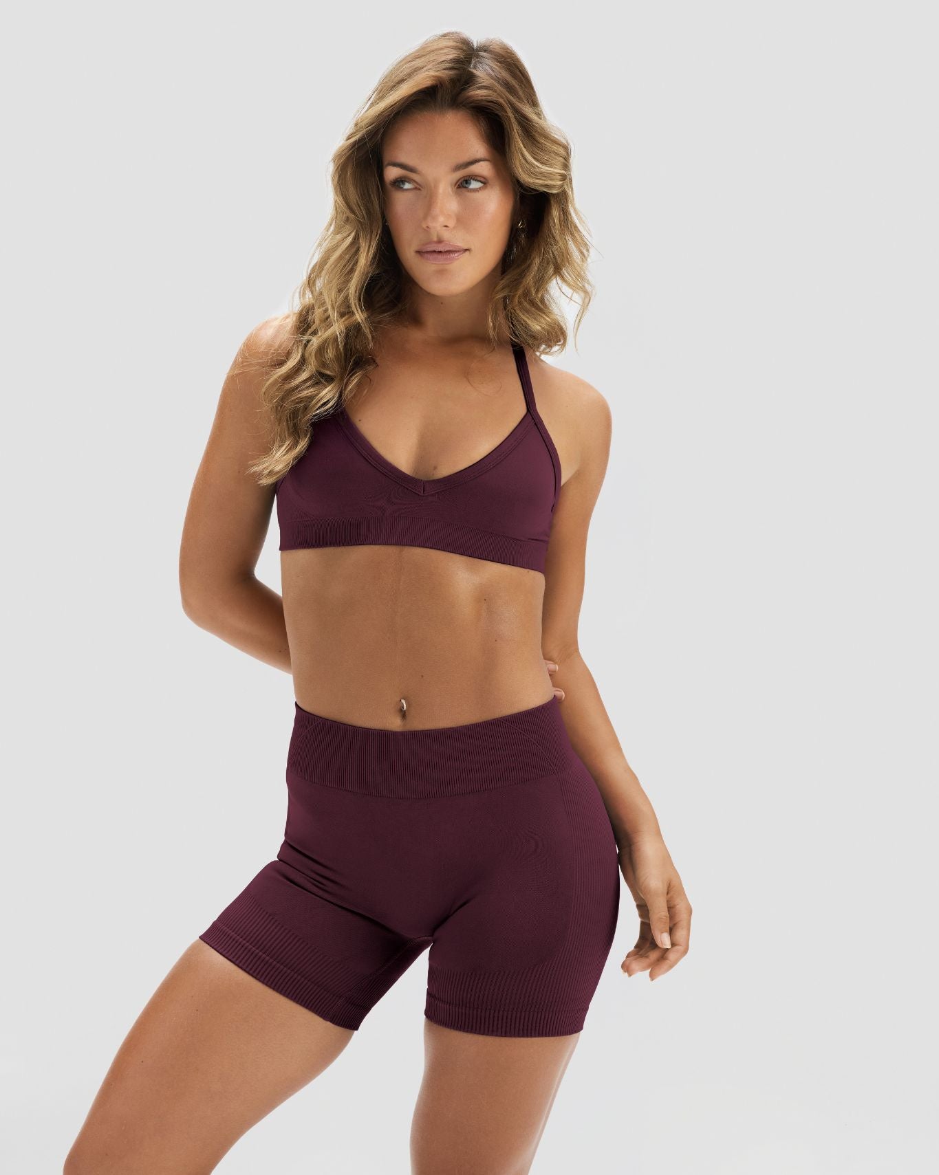 Elevate™ Sculpting Mid Waist Scrunch Shorter Shorts | Winter Plum