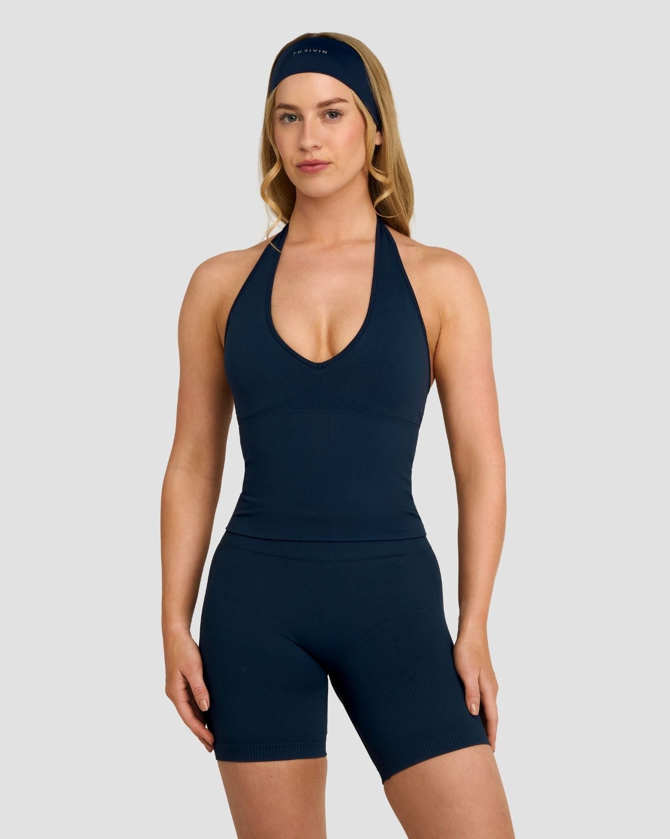 Elevate™ Top Halter Sin Costuras Modelador | Azul Medianoche