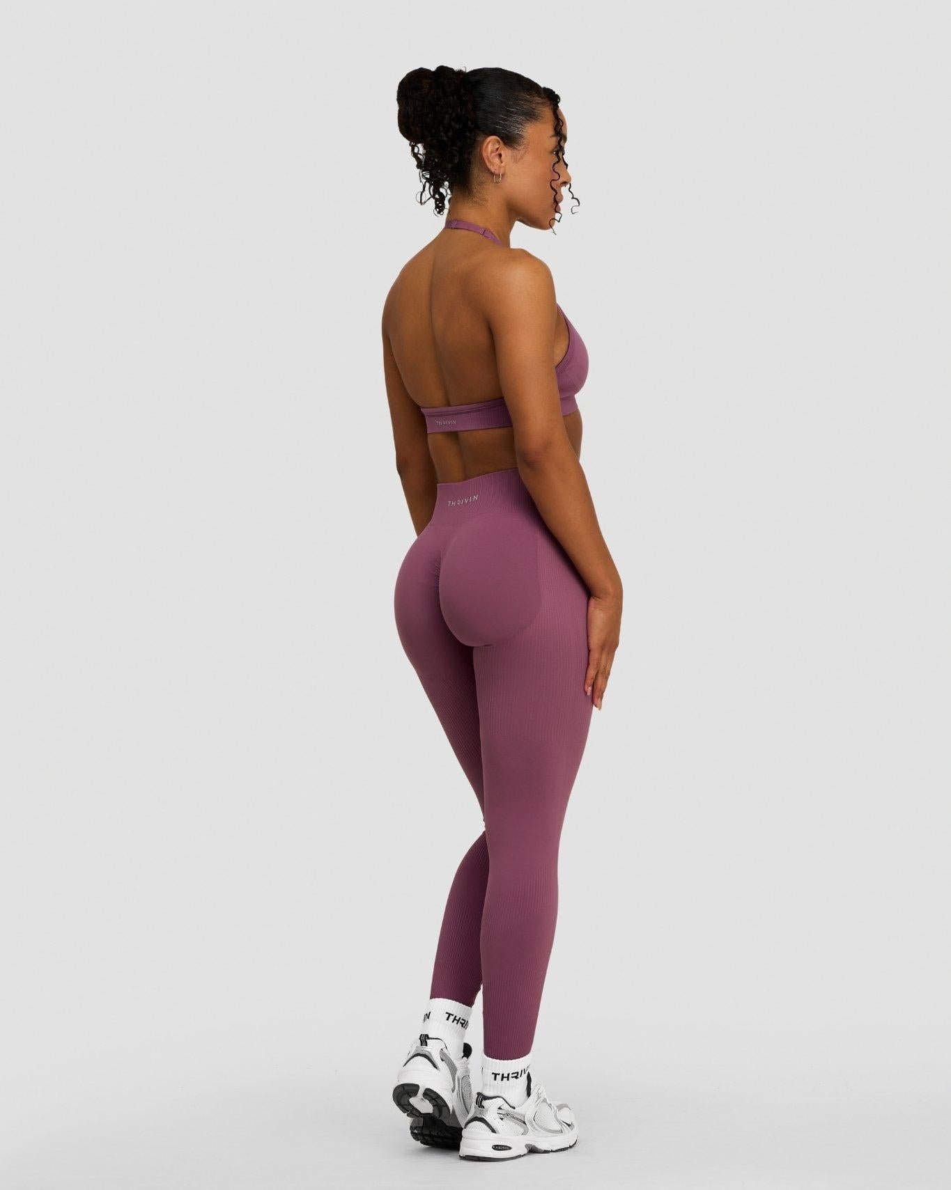 Sculpting Mid Waist Scrunch Bum Leggings - Orchid Mauve | Thrivin
