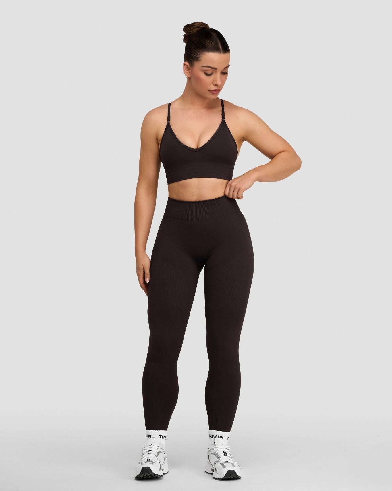 Sculpting Mid Waist Scrunch Bum Leggings - Coffee | Thrivin