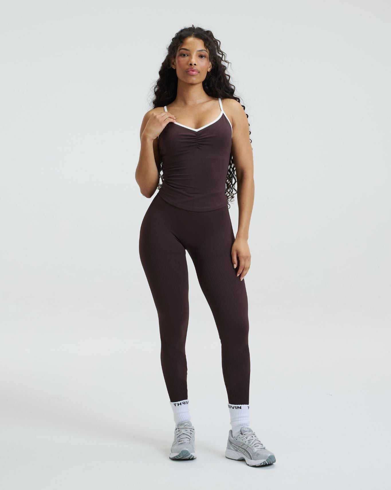Elevate™ Outline Cross Back Tank Top | Coffee