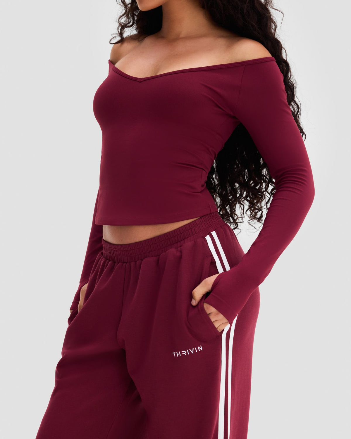 Wide Leg Striped Joggers | Fine Wine
