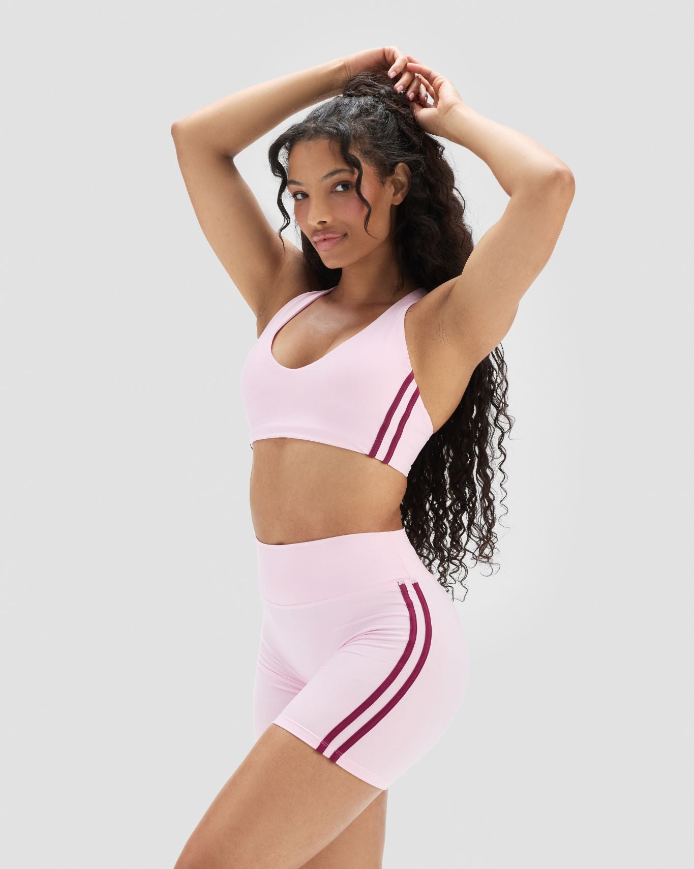 Essence Stripe Racer Back Sports Bra | Cherry Blossom