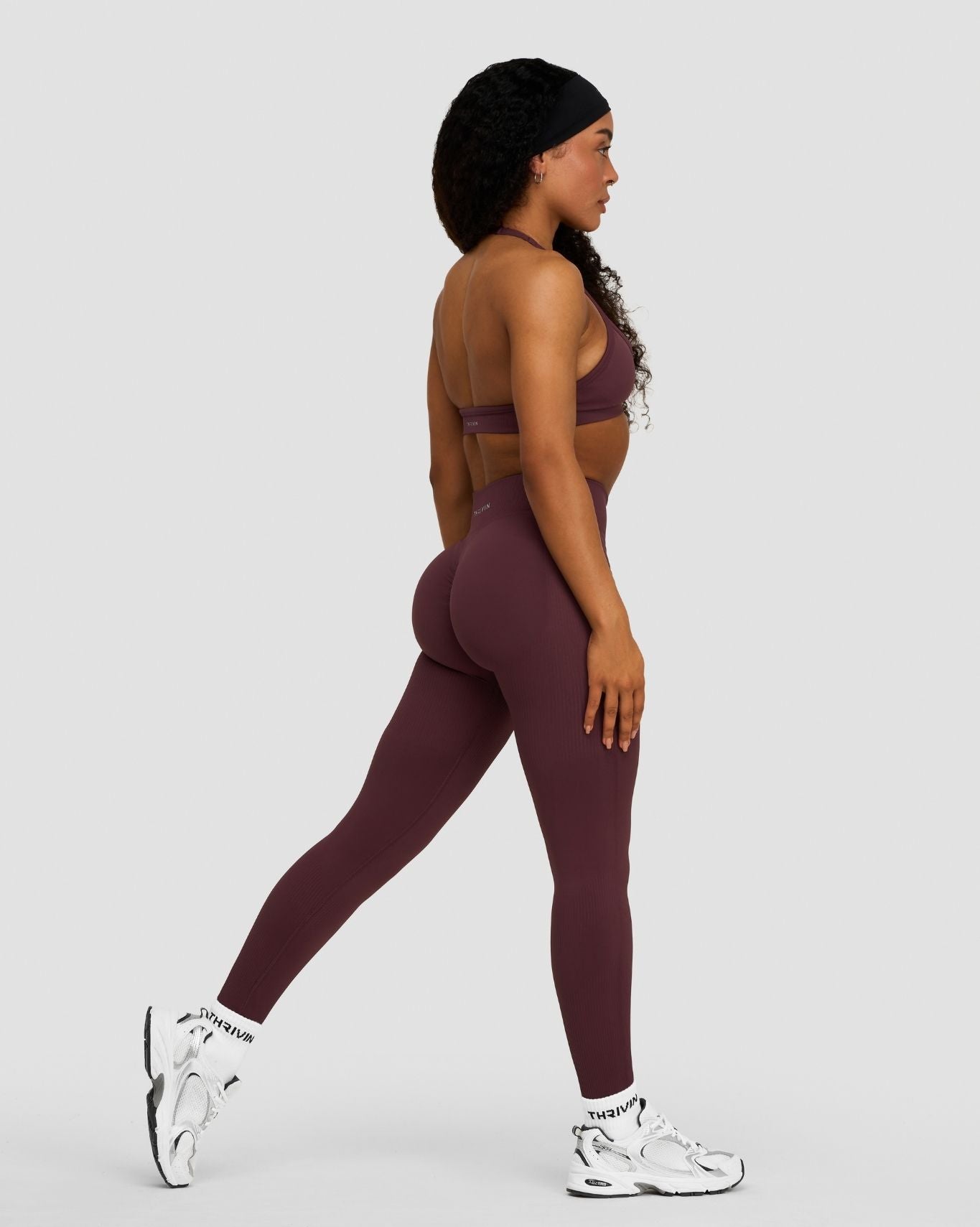 Sculpting Mid Waist Scrunch Bum Leggings - Dark Mauve | Thrivin