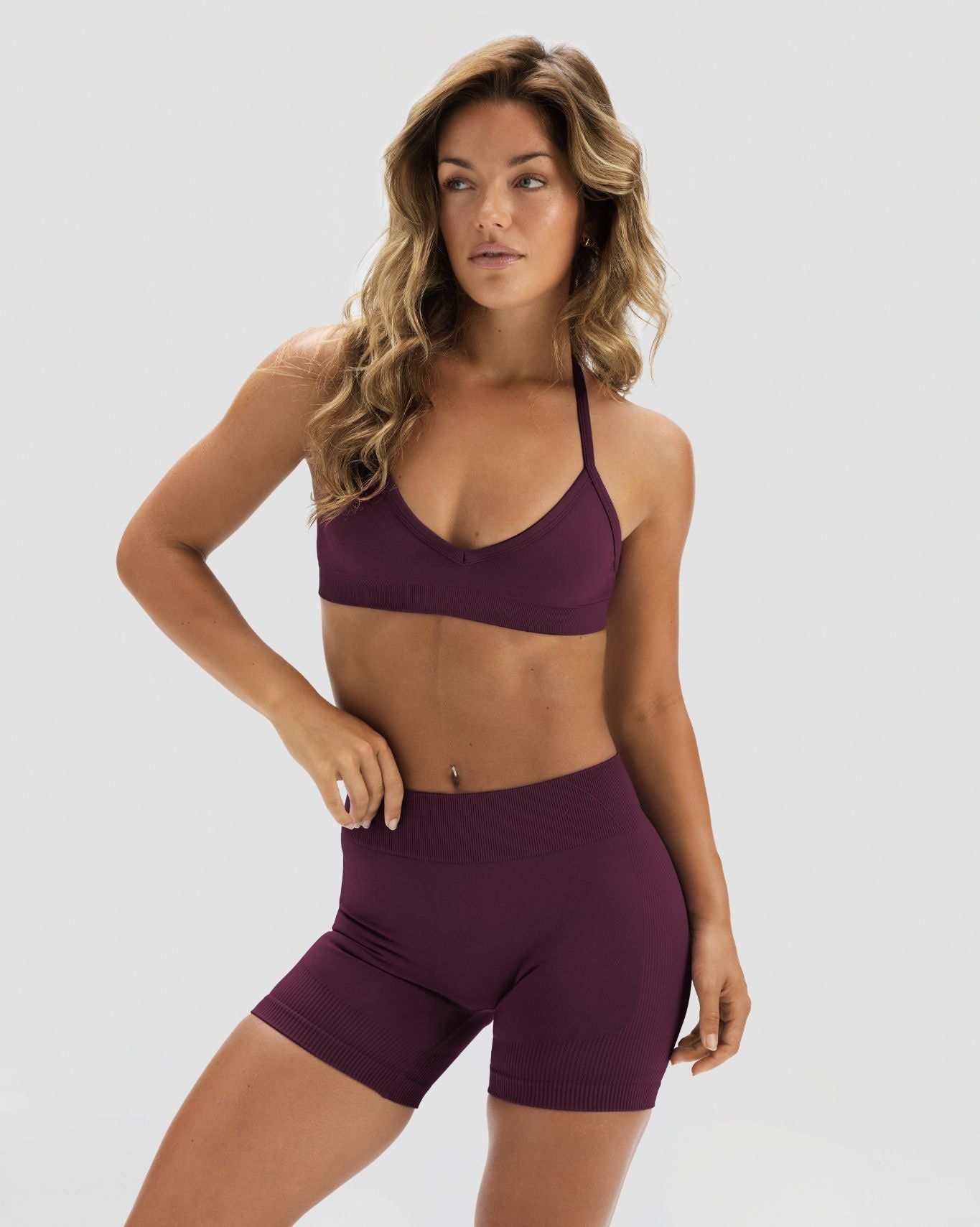 Elevate™ Sculpting Mid Waist Scrunch Shorter Shorts | Winter Plum