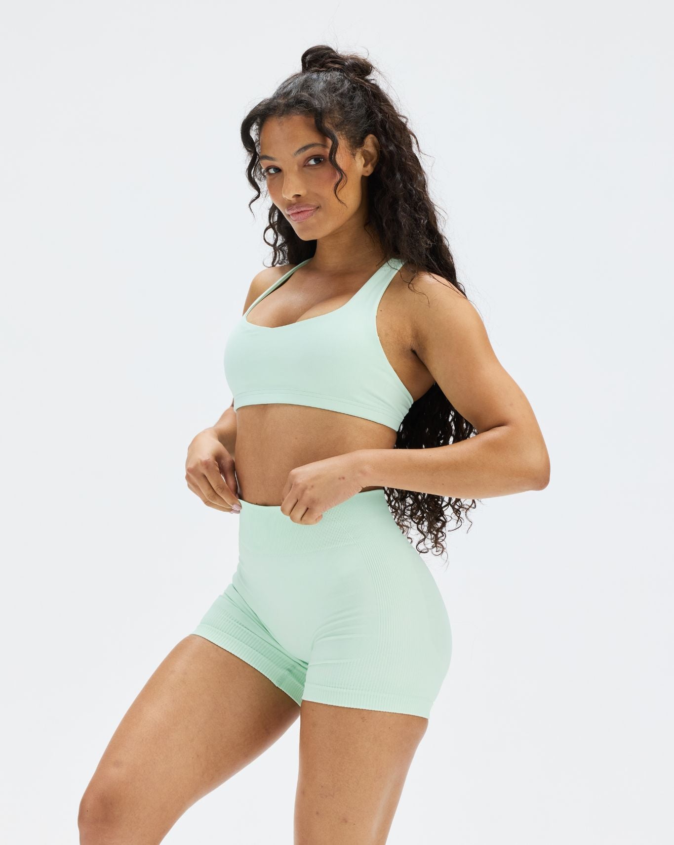 Elevate™ Sculpting Mid Waist Scrunch Shorter Shorts | Mint Julep