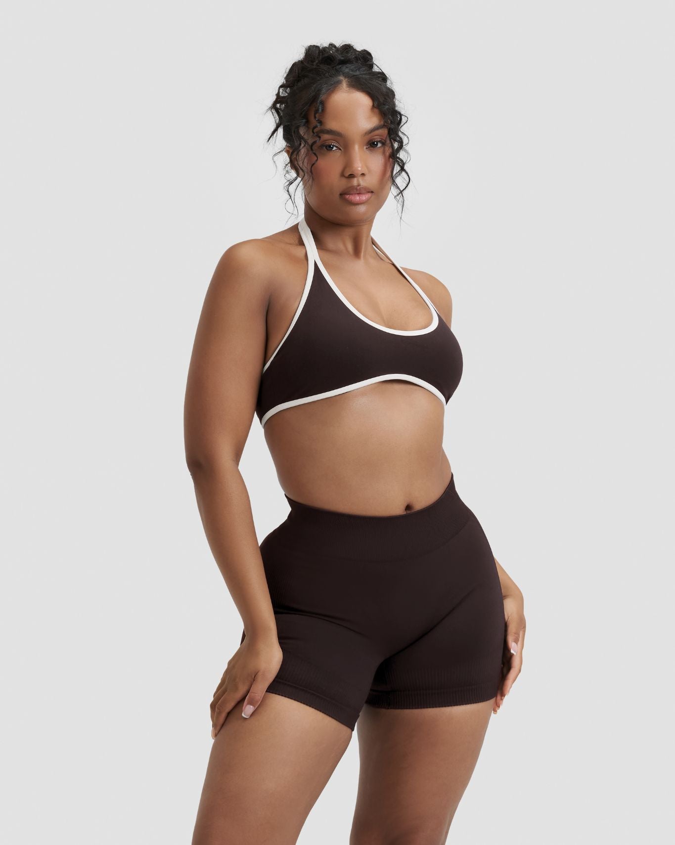Elevate™ Sculpting Mid Waist Scrunch Shorter Shorts | Coffee