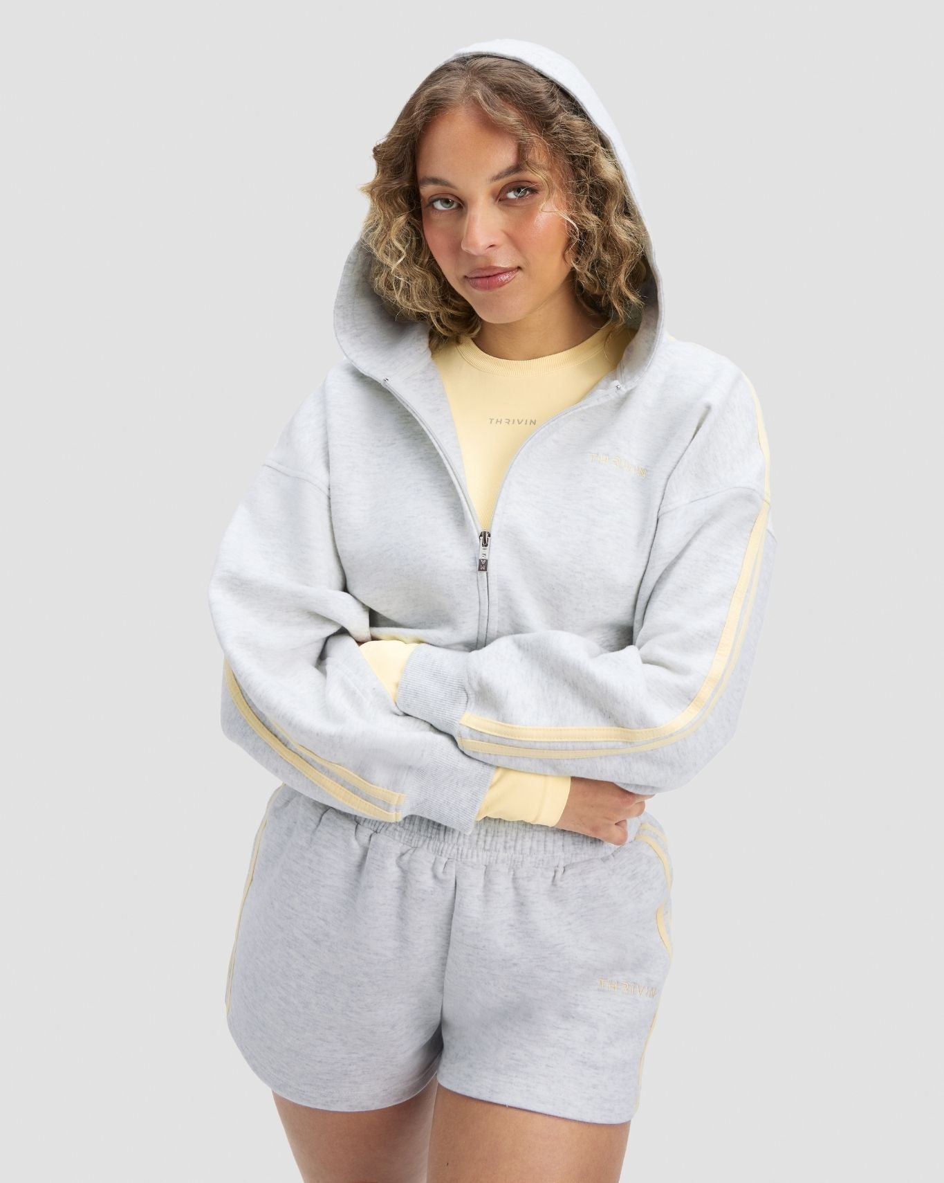 Essential Jersey Stripe Zip Up Jacket | Marl