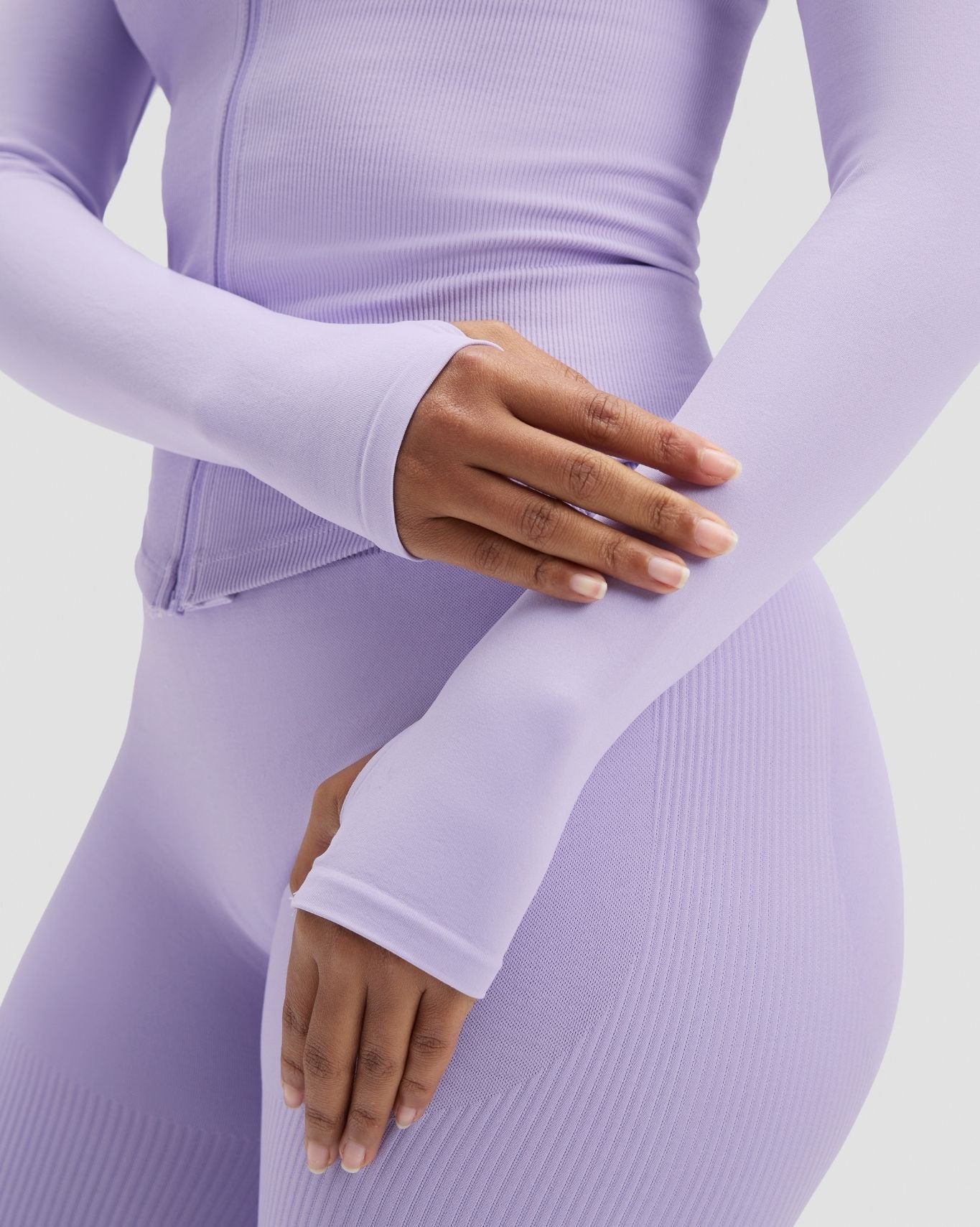 Elevate™ Long Sleeve Sculpting Gym Jacket - Lilac | Thrivin