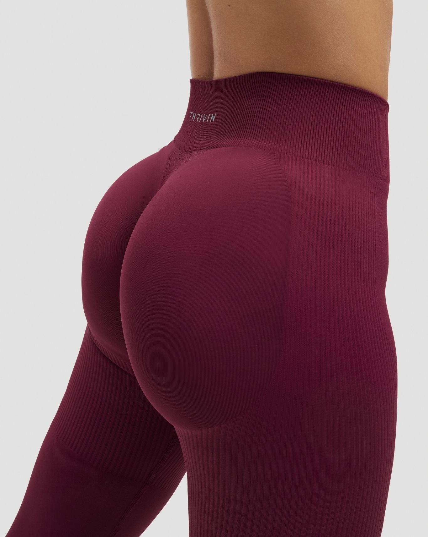 Sculpting Mid Waist Scrunch Bum Leggings - Cherry Berry | Thrivin
