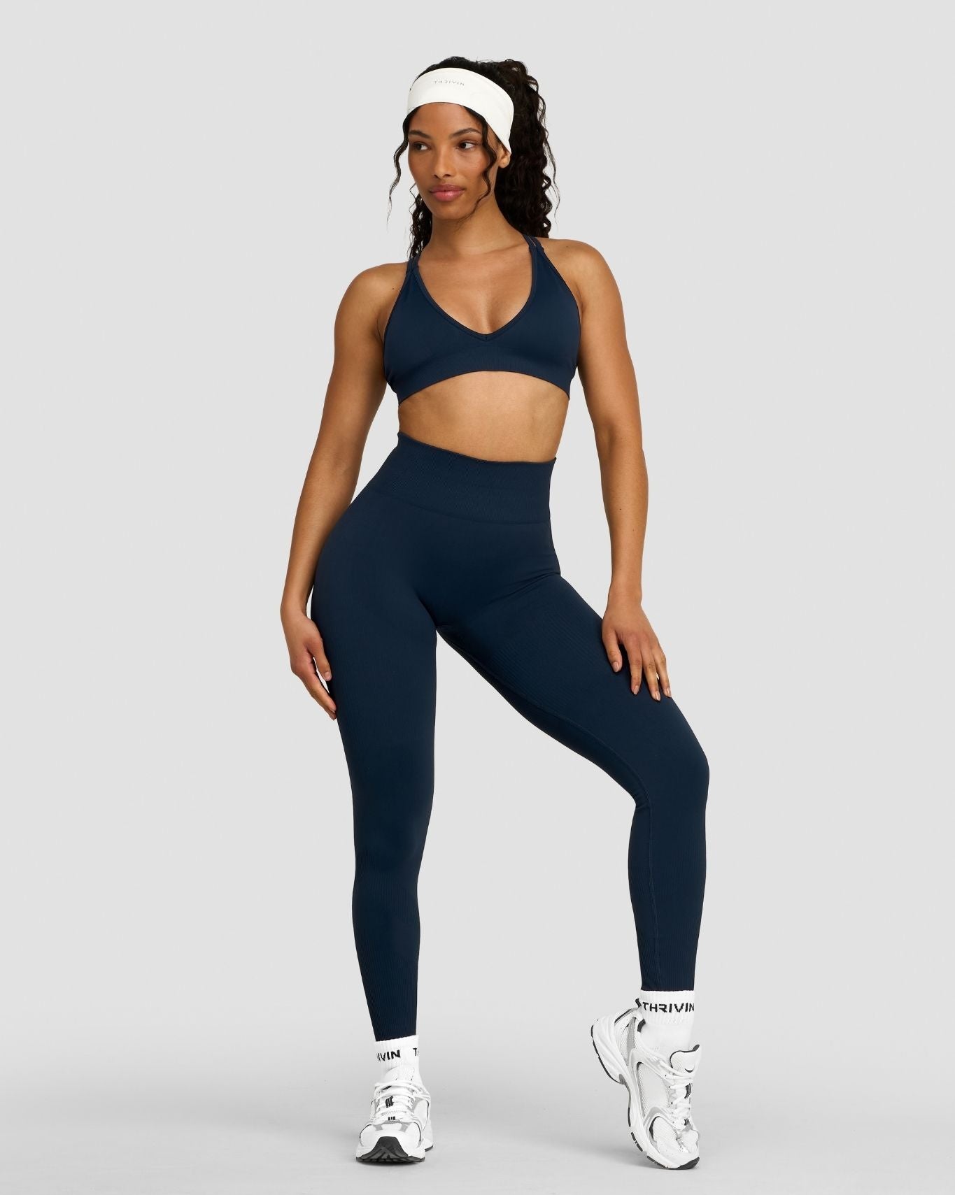 Sculpting Mid Waist Scrunch Bum Leggings - Midnight Navy | Thrivin