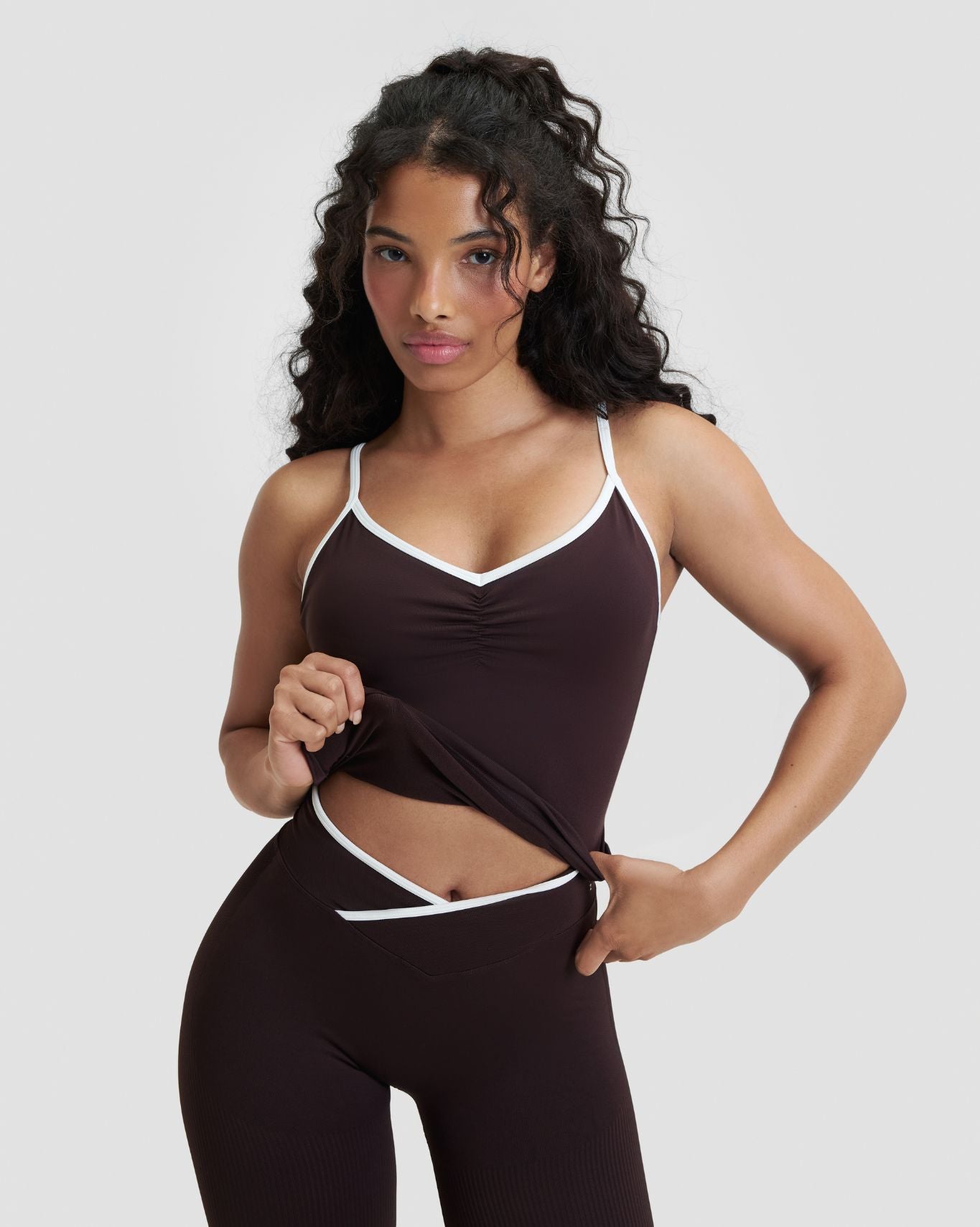 Elevate™ Outline Cross Back Tank Top | Coffee