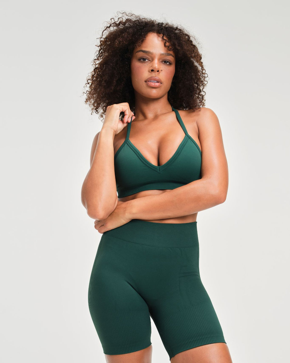 Elevate™ Sculpting Seamless Adjustable Halter Bra | Pine Green