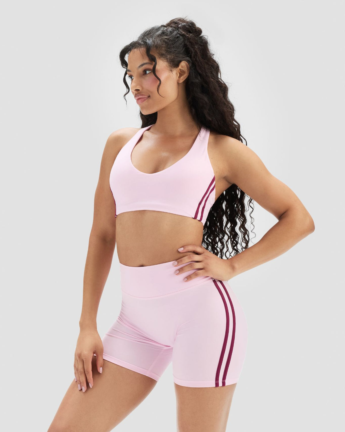 Essence Stripe Racer Back Sports Bra | Cherry Blossom