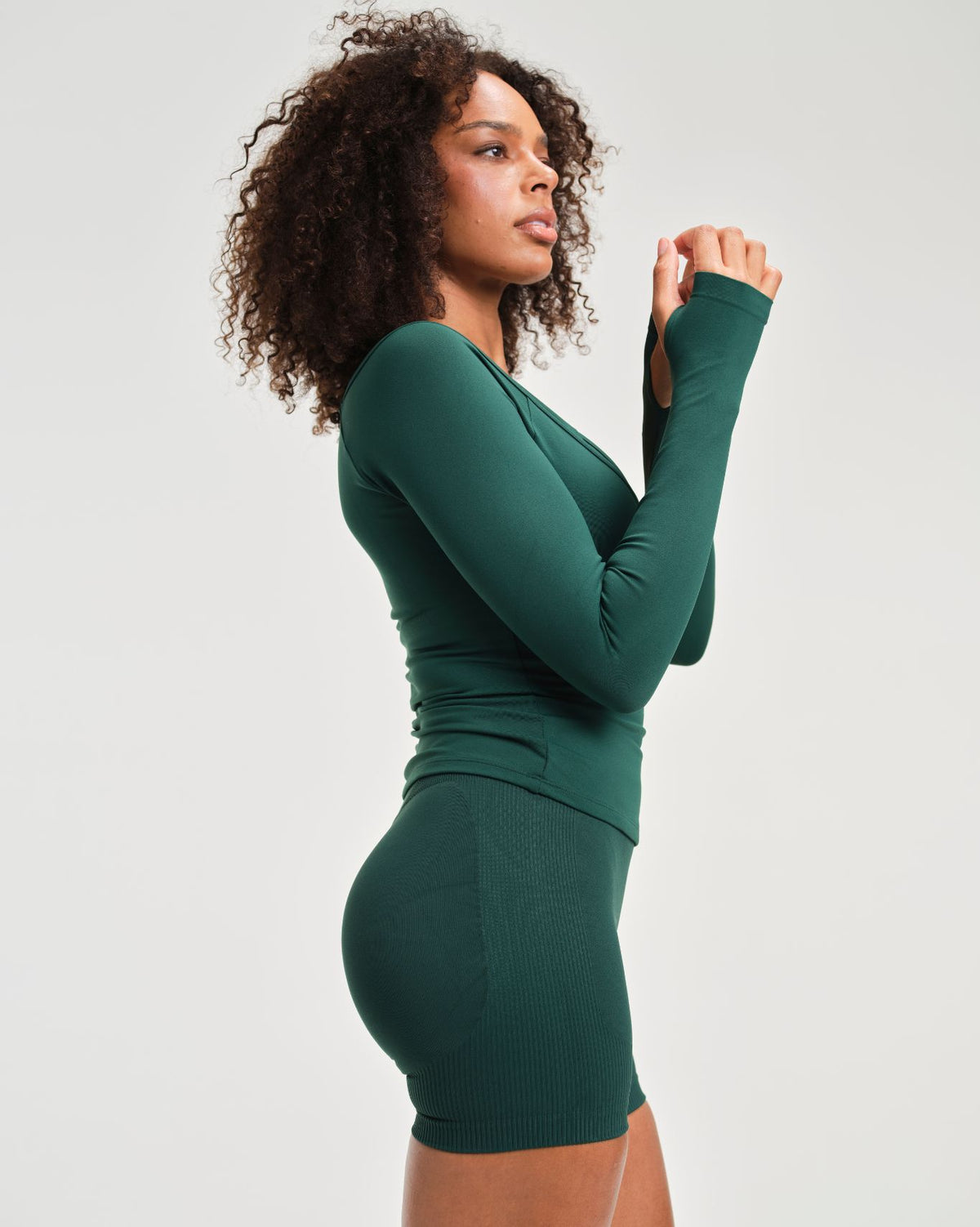 Elevate™ Sculpting Seamless V-Neck Top | Pine Green
