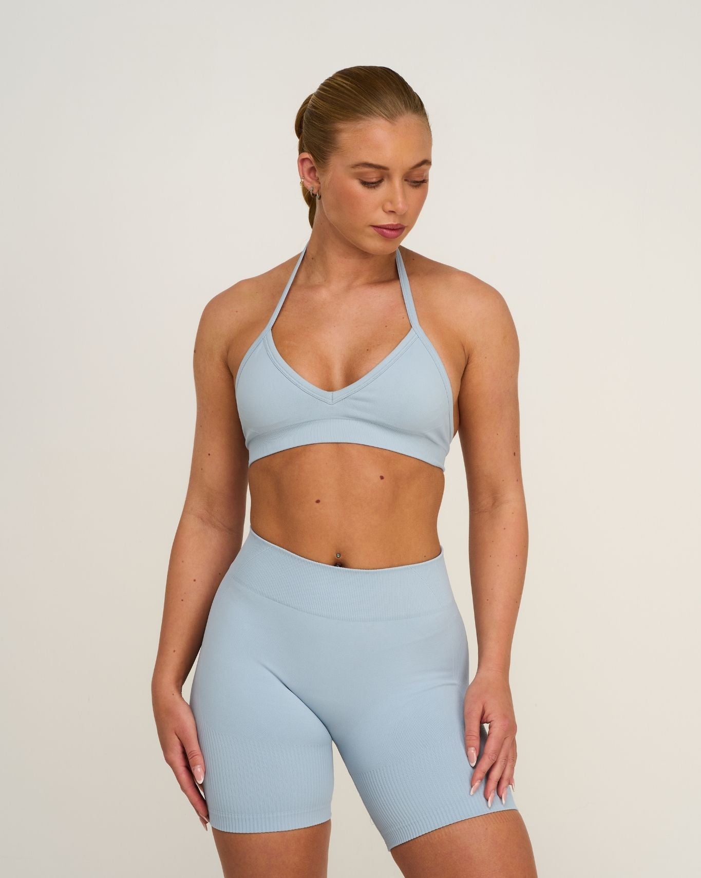 Elevate™ Sculpting Seamless Adjustable Halter Bra | Blue Haze