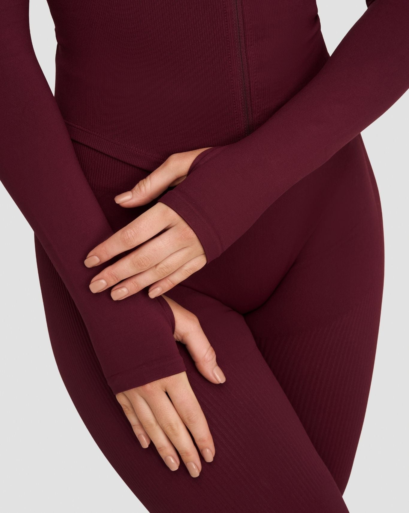 Sculpting Seamless Shapewear Gym Jacket - Merlot | Thrivin