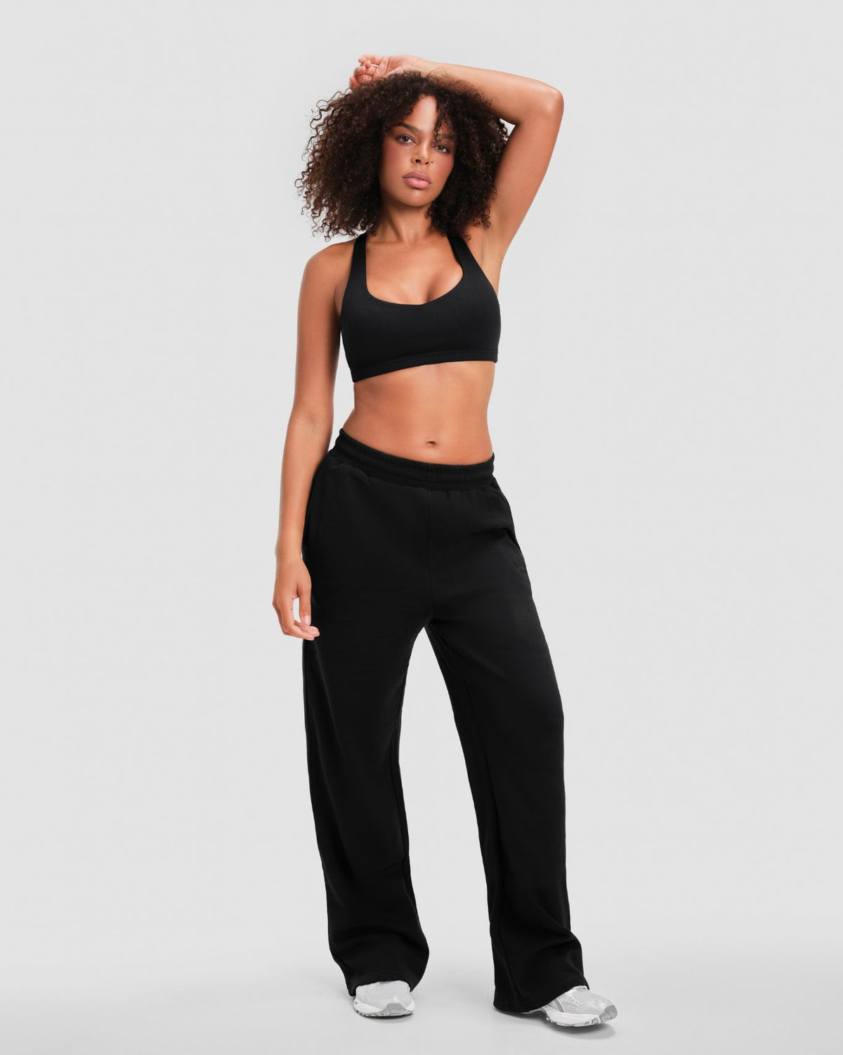 Original Straight Leg Jogger in Night Black, full-length front view of the elasticated waistband and wide straight hem