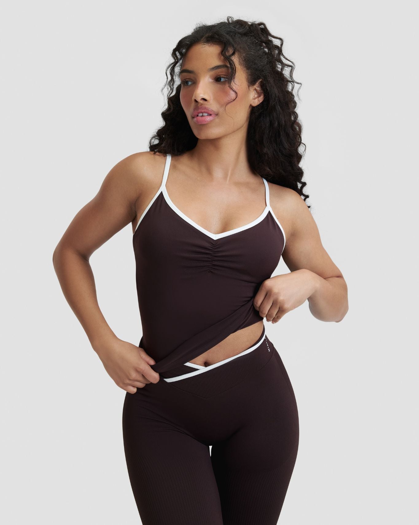 Elevate™ Outline Cross Back Tank Top | Coffee