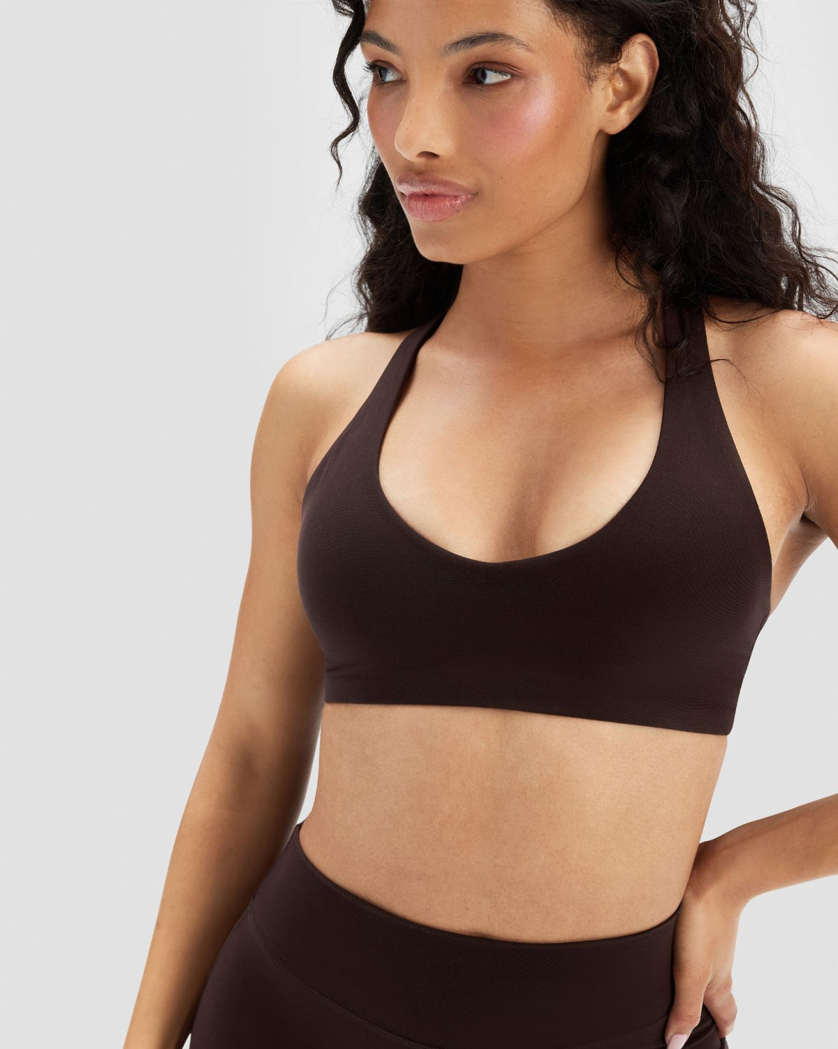 Essence Racer Back Sports Bra | Coffee