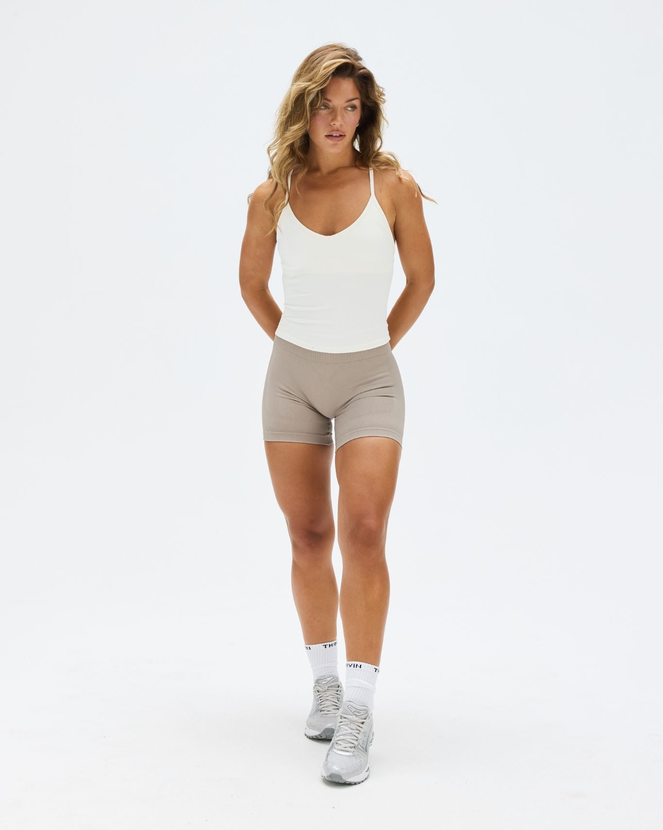 Elevate™ Sculpting Seamless Cross Back Top | Cream